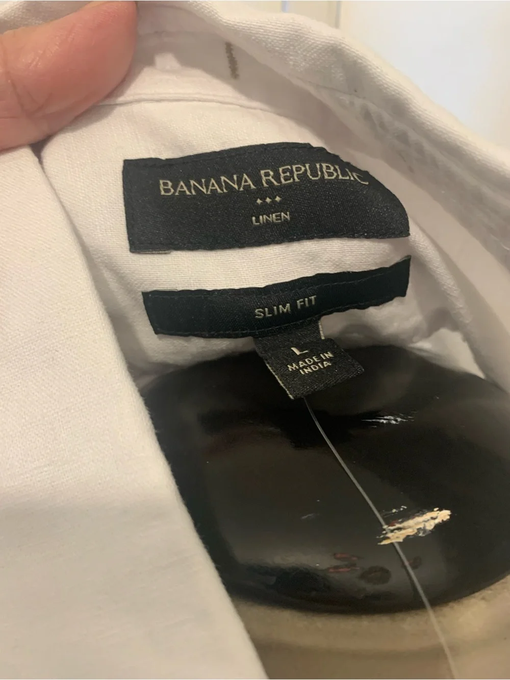 Banana Republic White Short-Sleeve Linen Button-Down size L/G